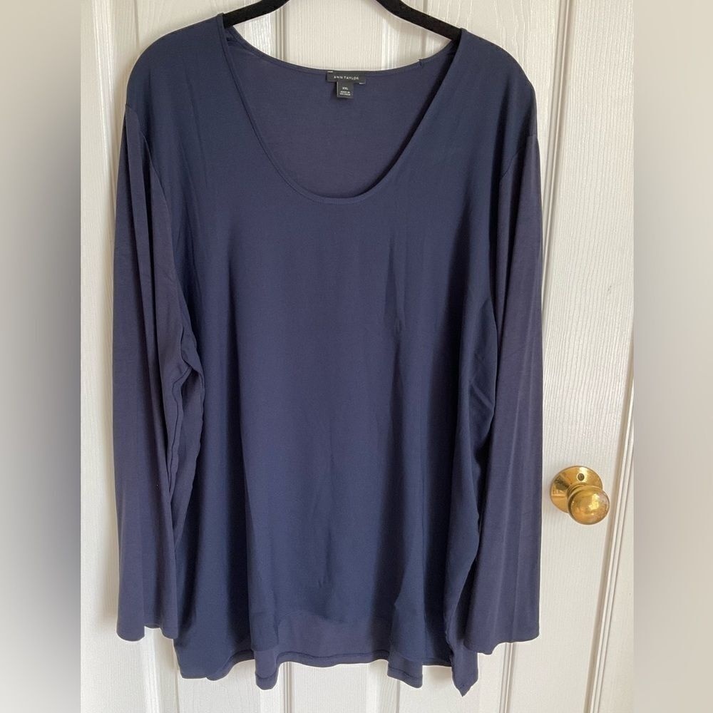 Ann Taylor Mixed‎ Media Navy Blue Top Size XXL